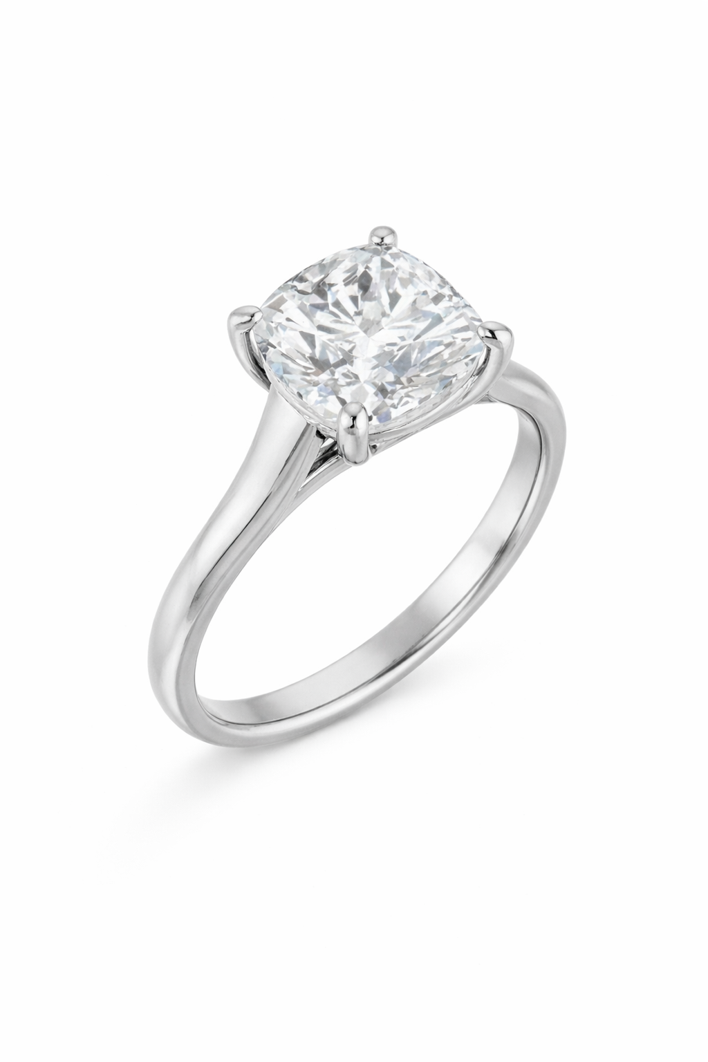 Cushion Cut Lab Diamond Solitaire Engagement Ring