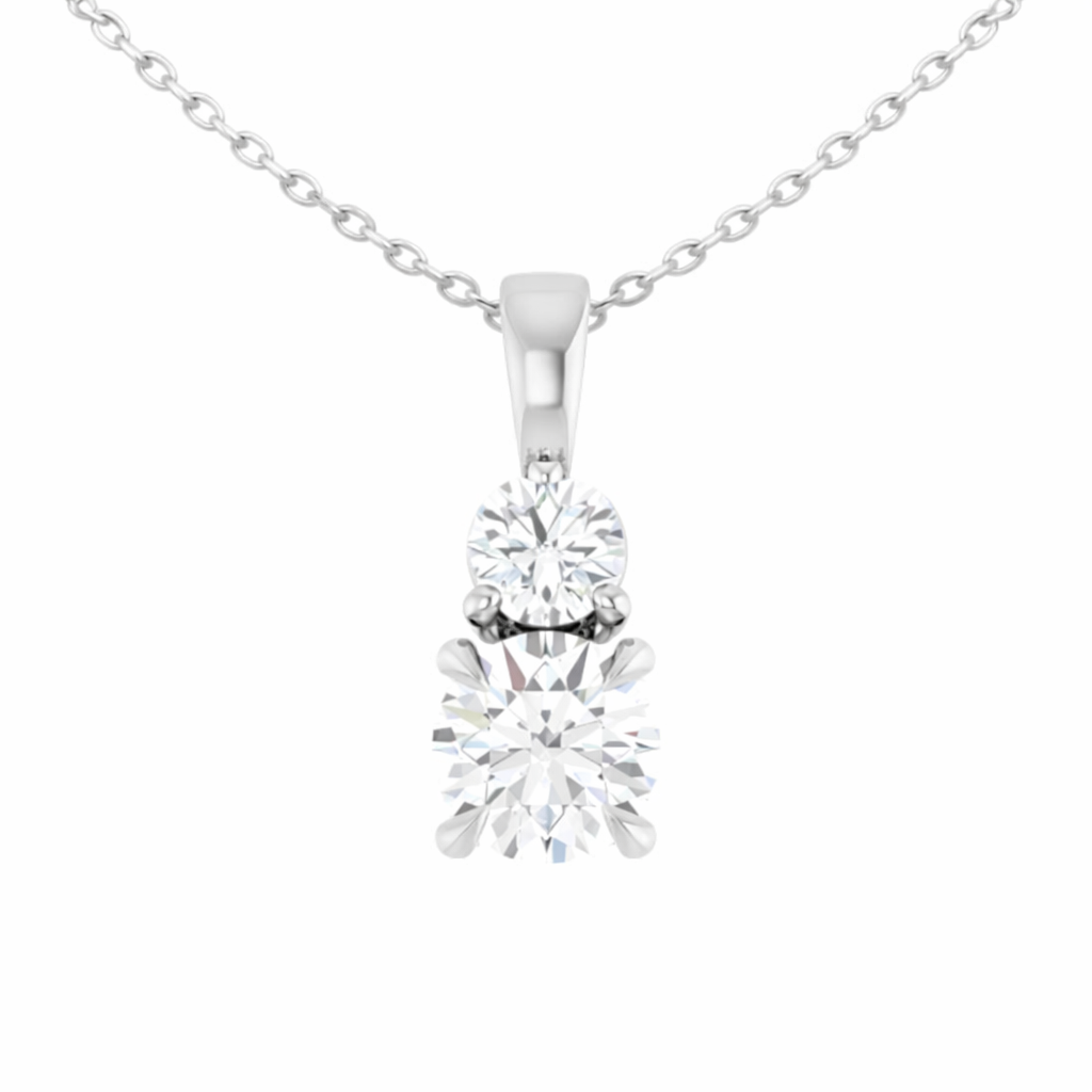 2 Stone Lab Diamond Pendant Necklace