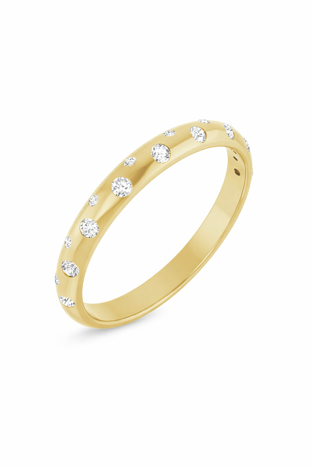 14k Gold Stackable Lab Diamond 2 Row Dotted Band