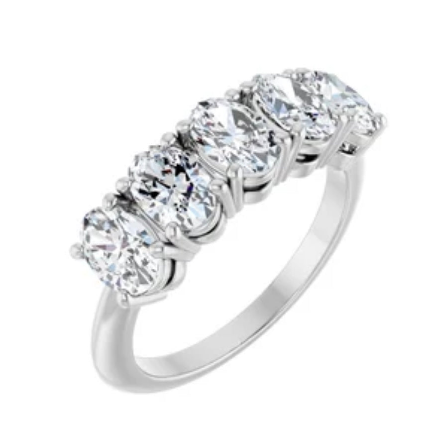 Lab Diamond 5 Stone Oval Cut Band ( F-G SI1-VS )