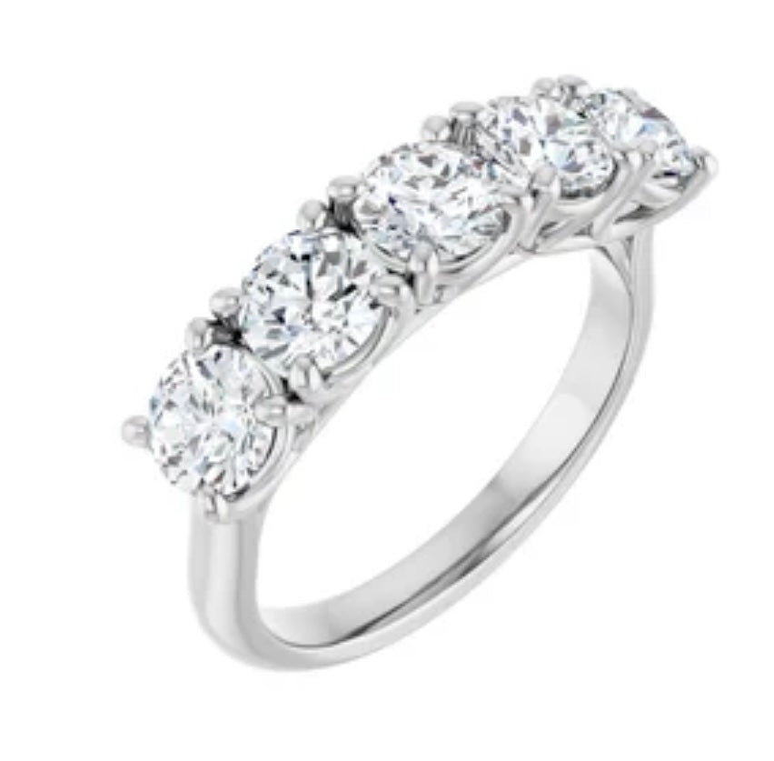 Lab Grown Diamond 5 Stone Round Cut Band ( F-G SI1-VS )