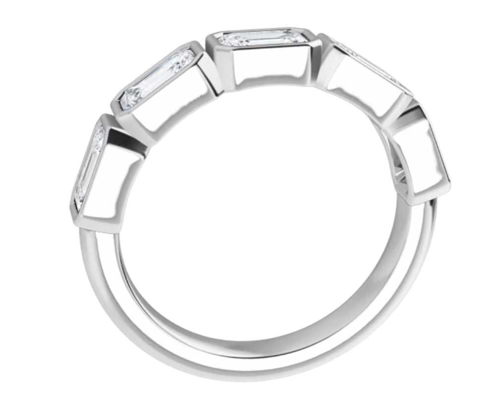 5 Stone Bezel Emerald Cut Band