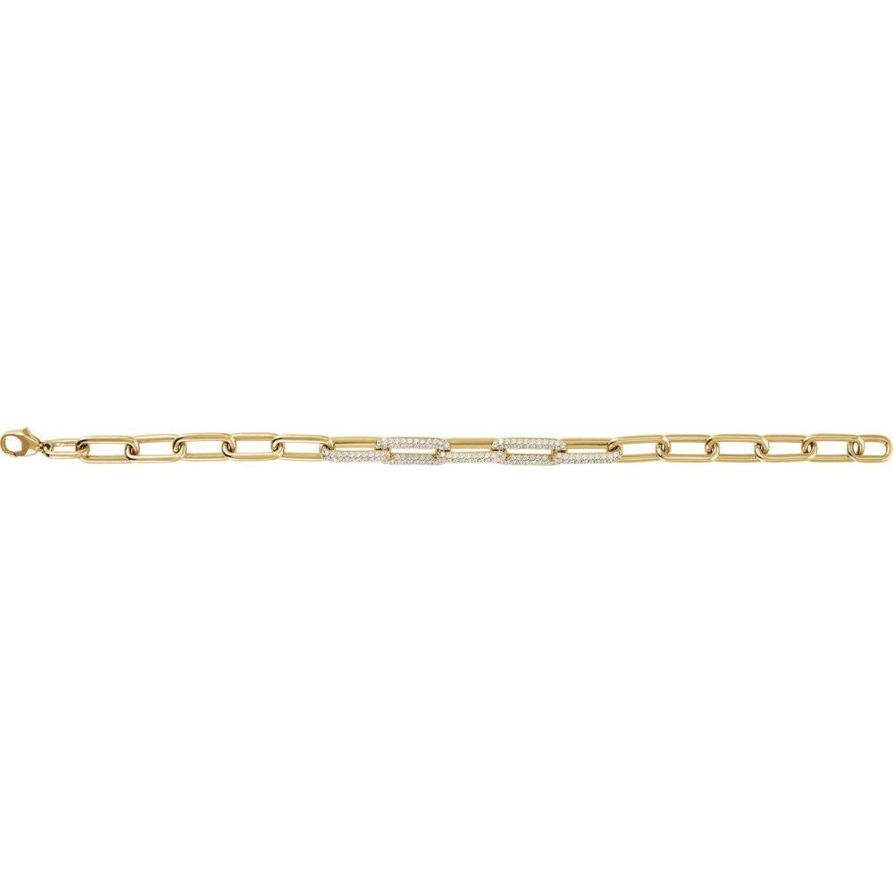 14k Gold Vermeil Lab Diamond Paperclip Bracelet