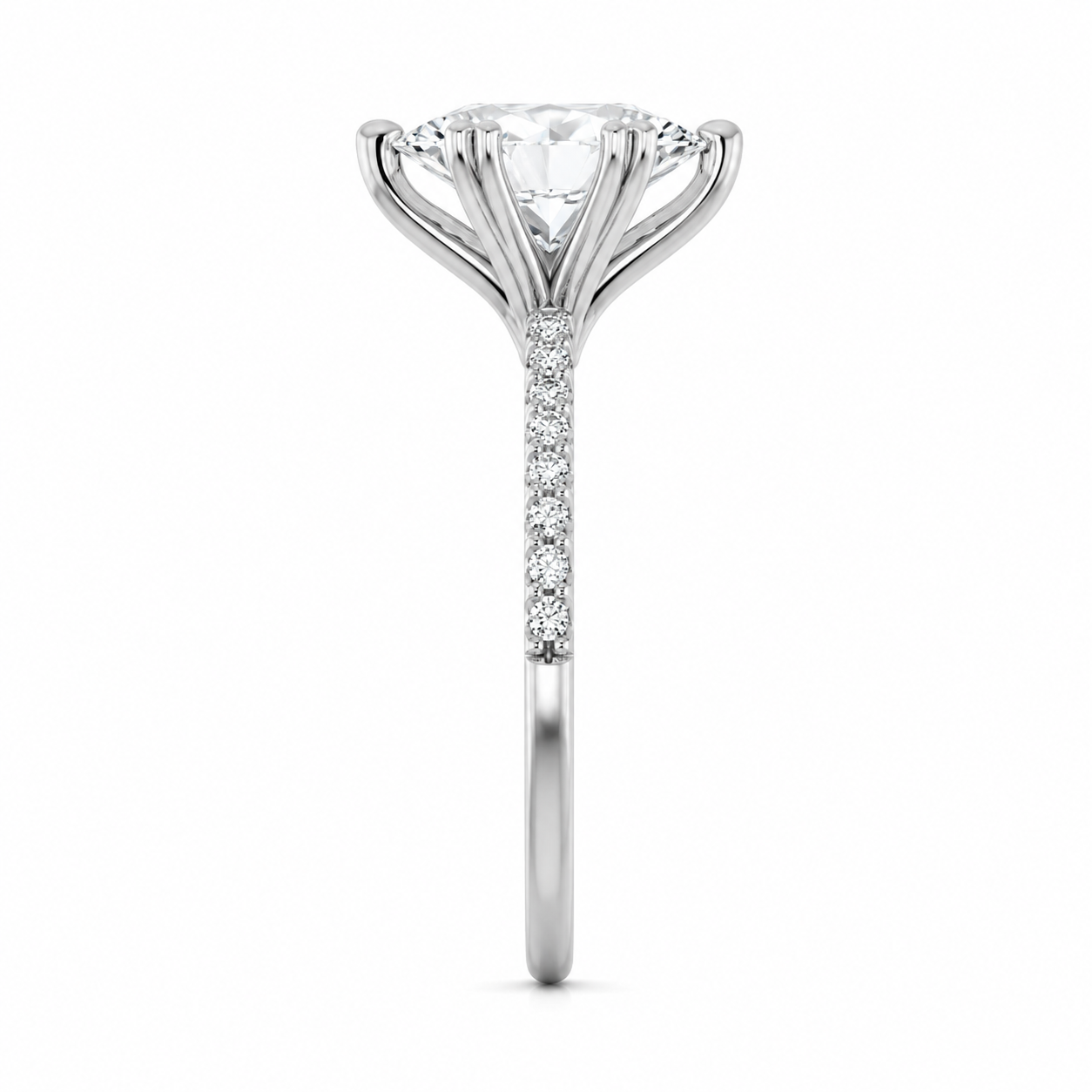 Pave Marquise Lab Diamond Solitaire Engagement Ring Set In Sterling Silver