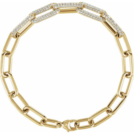 14k Gold Vermeil Lab Diamond Paperclip Bracelet
