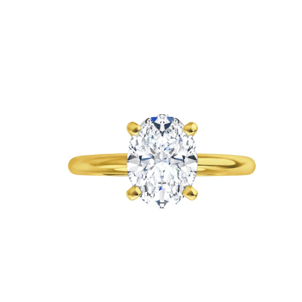 10K Gold Oval Lab Diamond Solitaire Engagement Ring