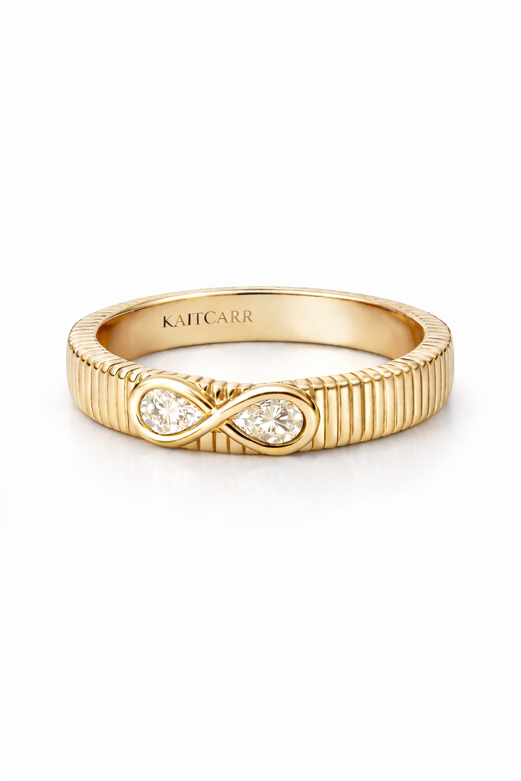 The Infinite Duo™ Ribbed Ring – Solid Gold Lab Diamond Infinity Ring