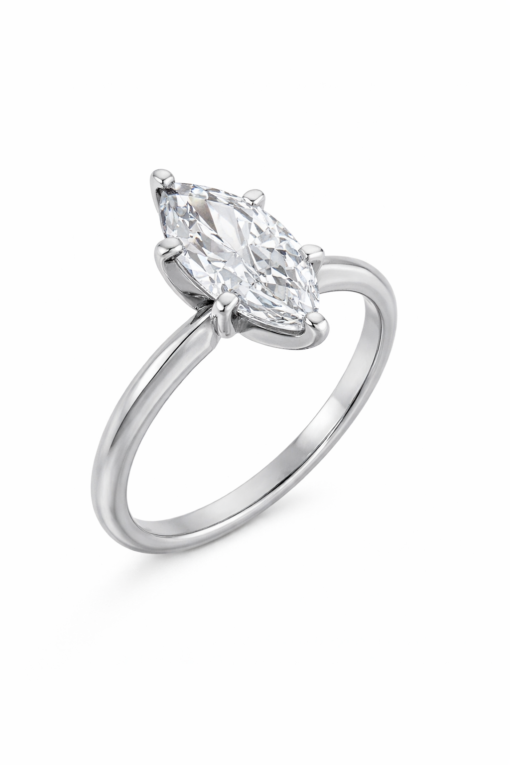 Marquise Lab Diamond Solitaire Engagement Ring