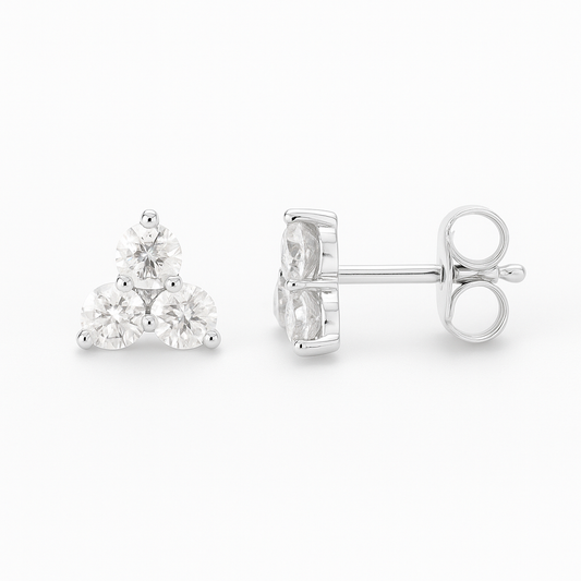 Three Stone Lab Grown Diamond Studs