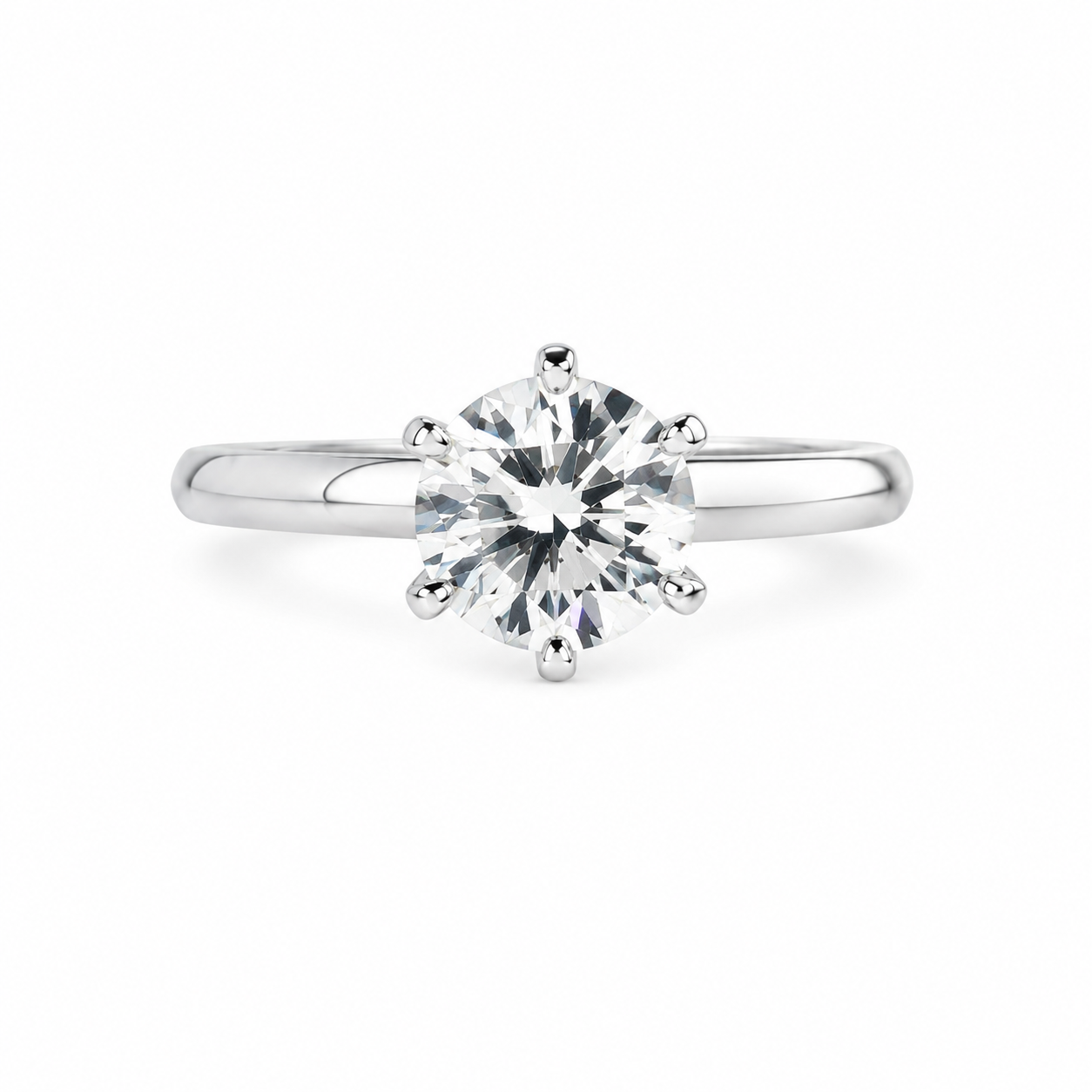 Six Prong Round Brilliant Lab Diamond Solitaire Engagement Ring