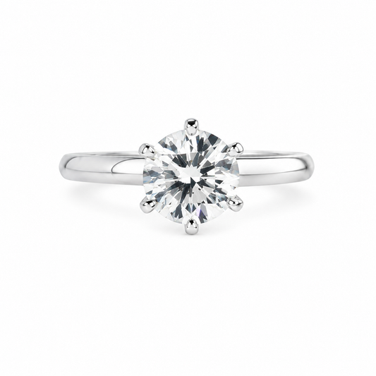 Six Prong Round Brilliant Lab Diamond Solitaire Engagement Ring