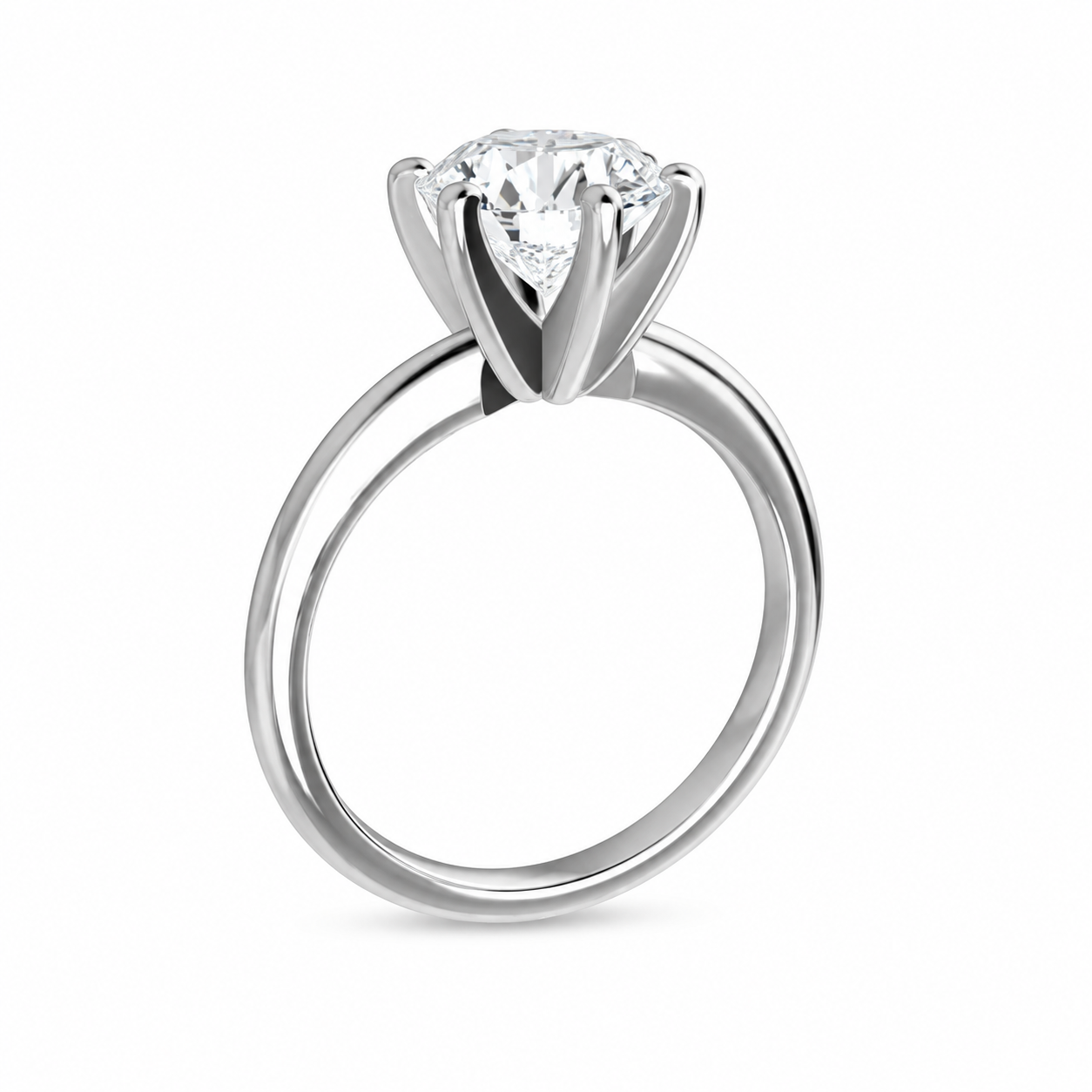 Six Prong Round Brilliant Lab Diamond Solitaire Engagement Ring