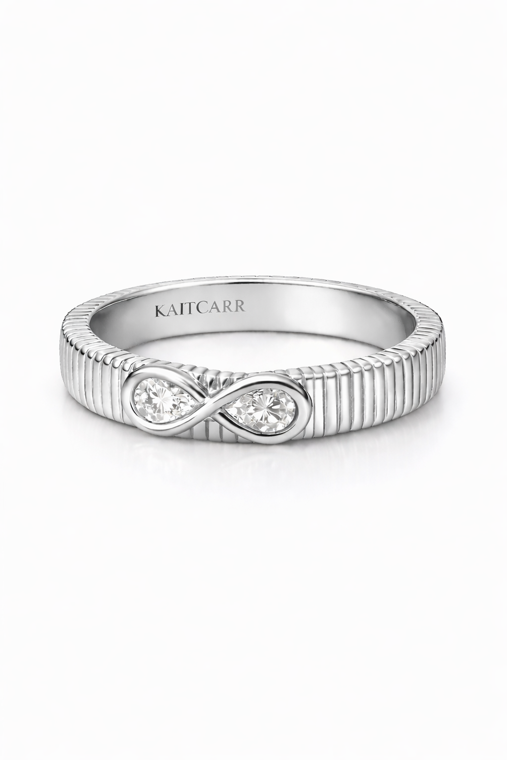 The Infinite Duo™ Ribbed Ring – Sterling Silver Lab Diamond Infinity Ring