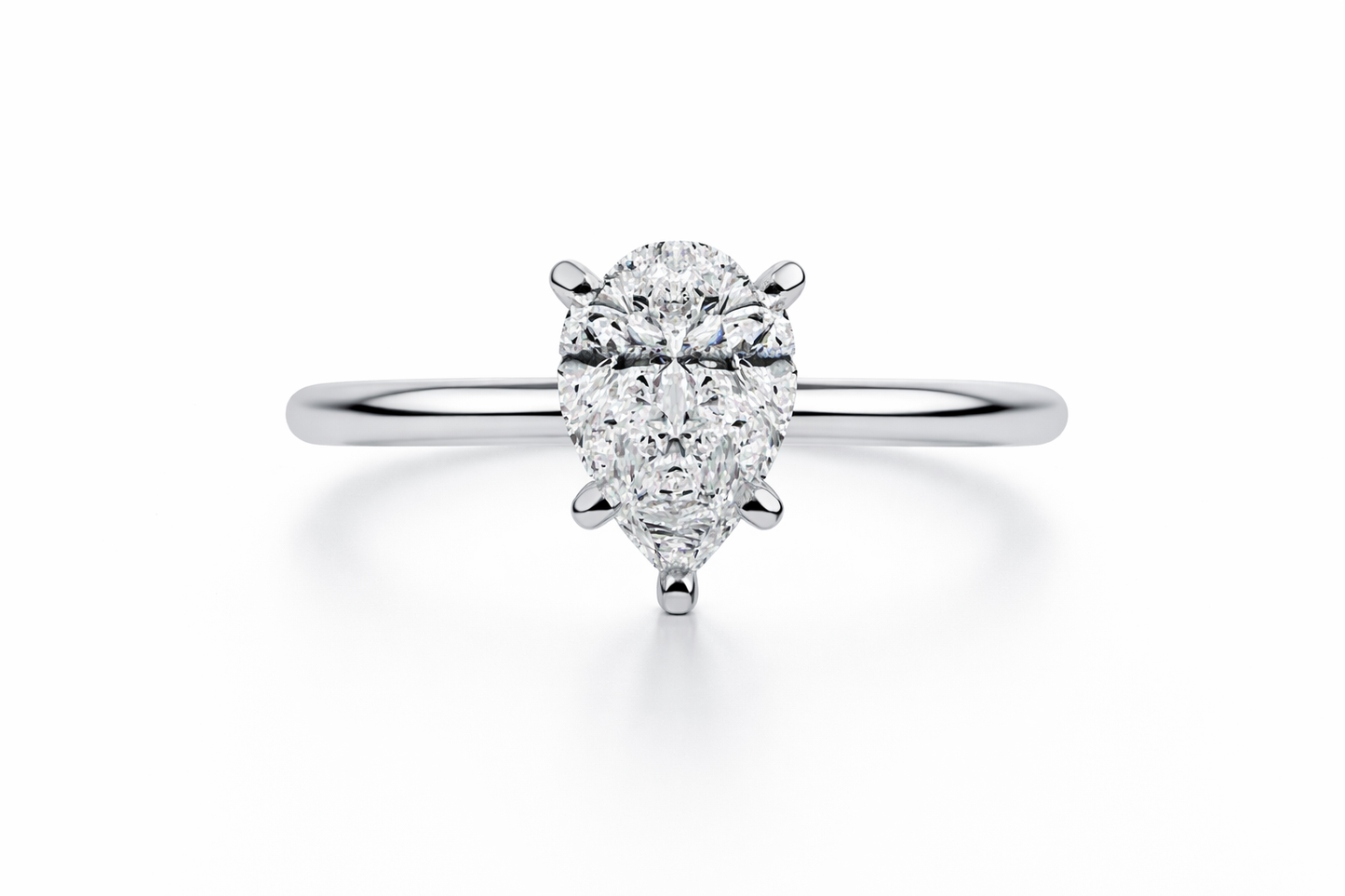 Pear Cut Lab Diamond Solitaire Engagement Ring
