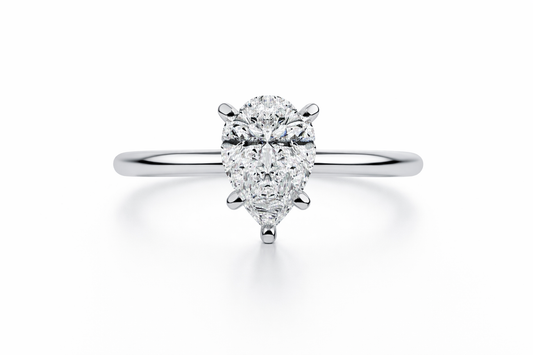 Pear Cut Lab Diamond Solitaire Engagement Ring