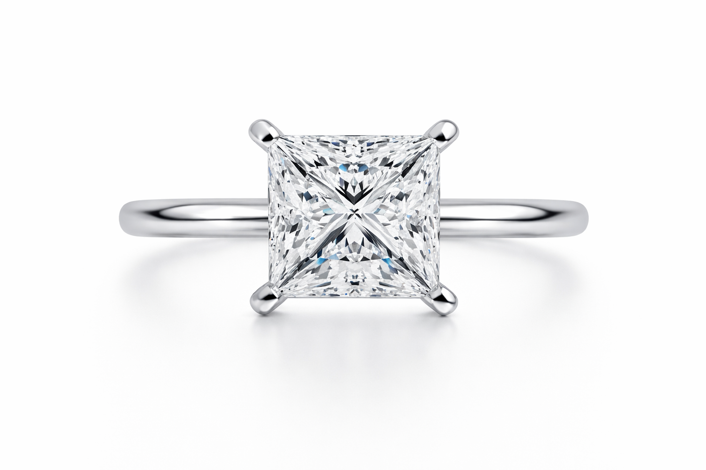 Princess Cut Lab Diamond Solitaire Engagement Ring