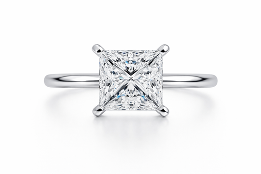 Princess Cut Lab Diamond Solitaire Engagement Ring