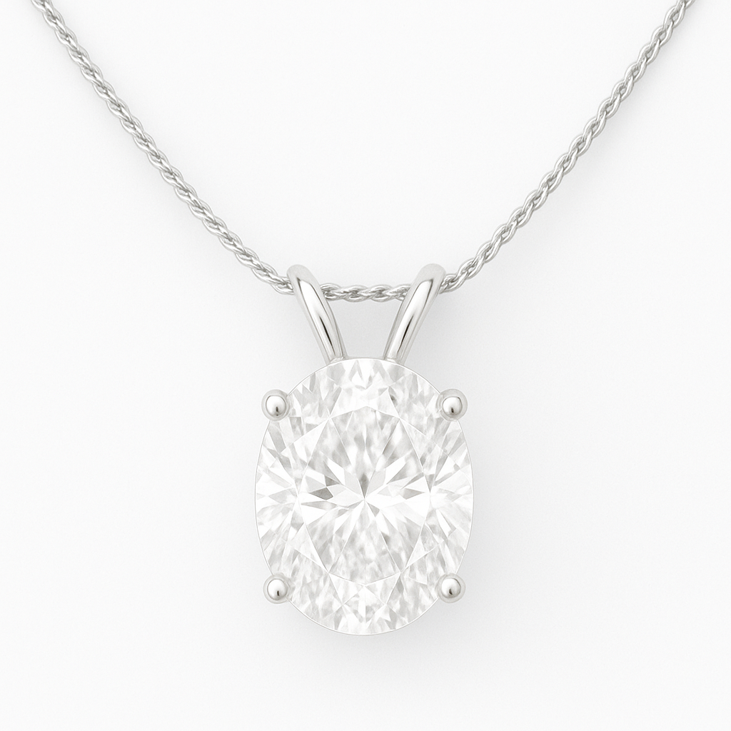 10k Gold Oval Solitiare Necklace 1-3CT