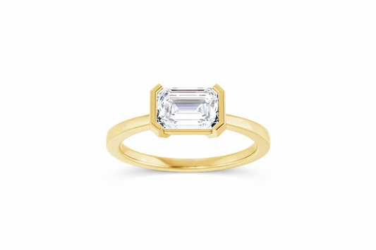1CT Emerald-Cut Half-Bezel Ring
