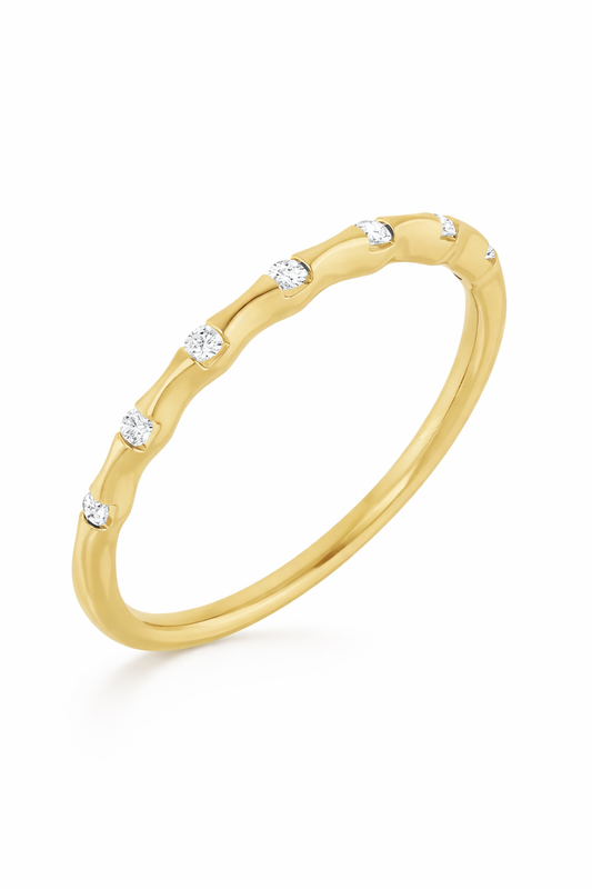 14k Gold Stackable Lab Diamond Dotted Band