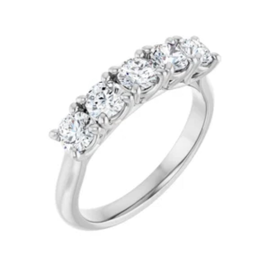 Lab Grown Diamond 5 Stone Round Cut Band ( F-G  SI1-VS )