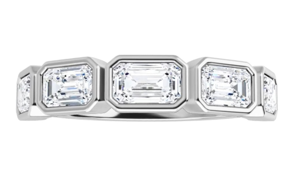 5 Stone Bezel Emerald Cut Band